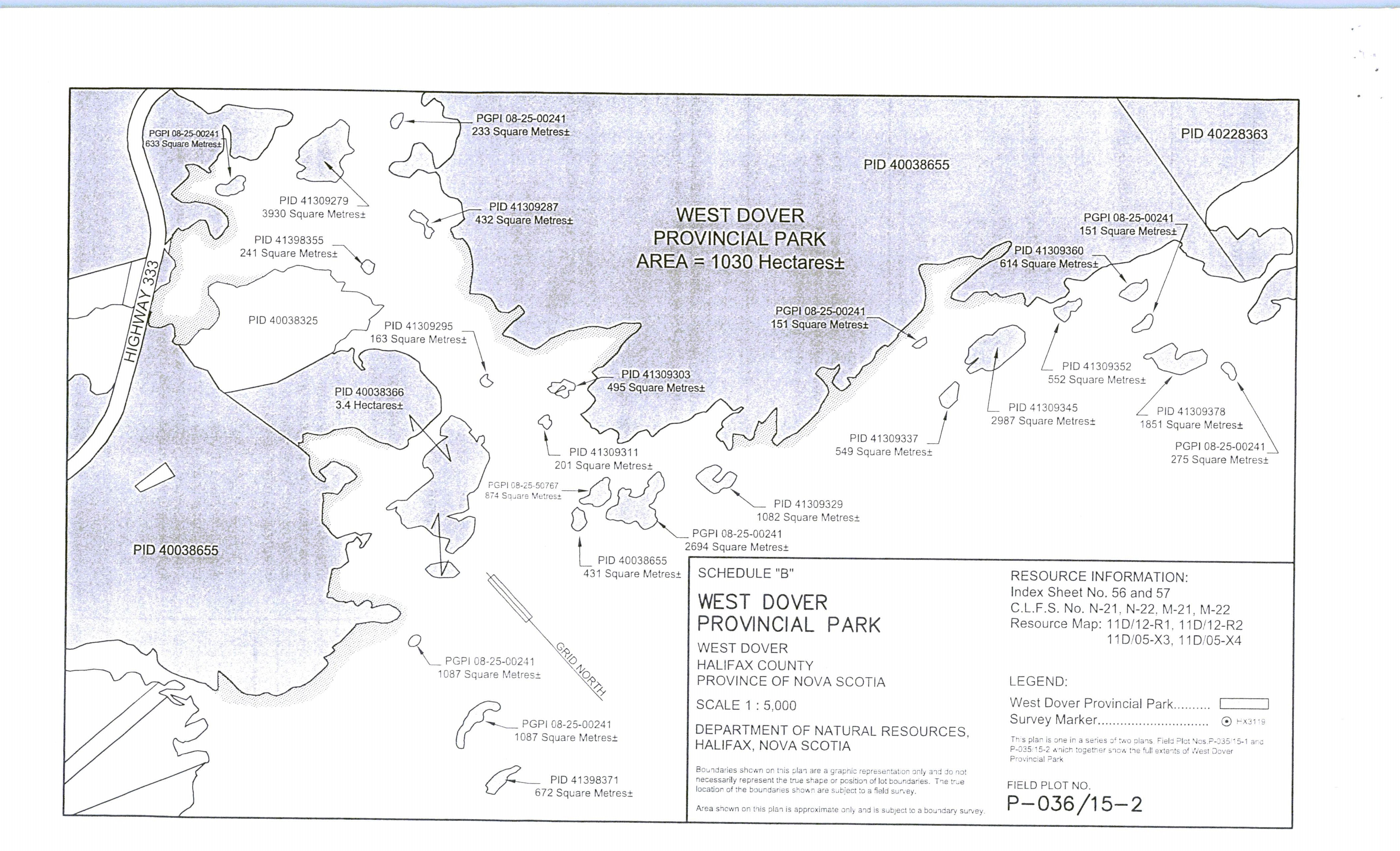 Approximate boundaries of West Dover Provincial Park - Schedule B